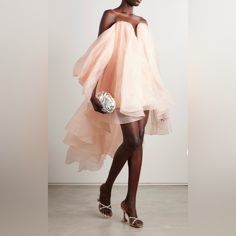 ZIMMERMANN Crush Pink Strapless gathered silk-organza Mini Dress AU 0 (US 4) - Picture 3 of 12